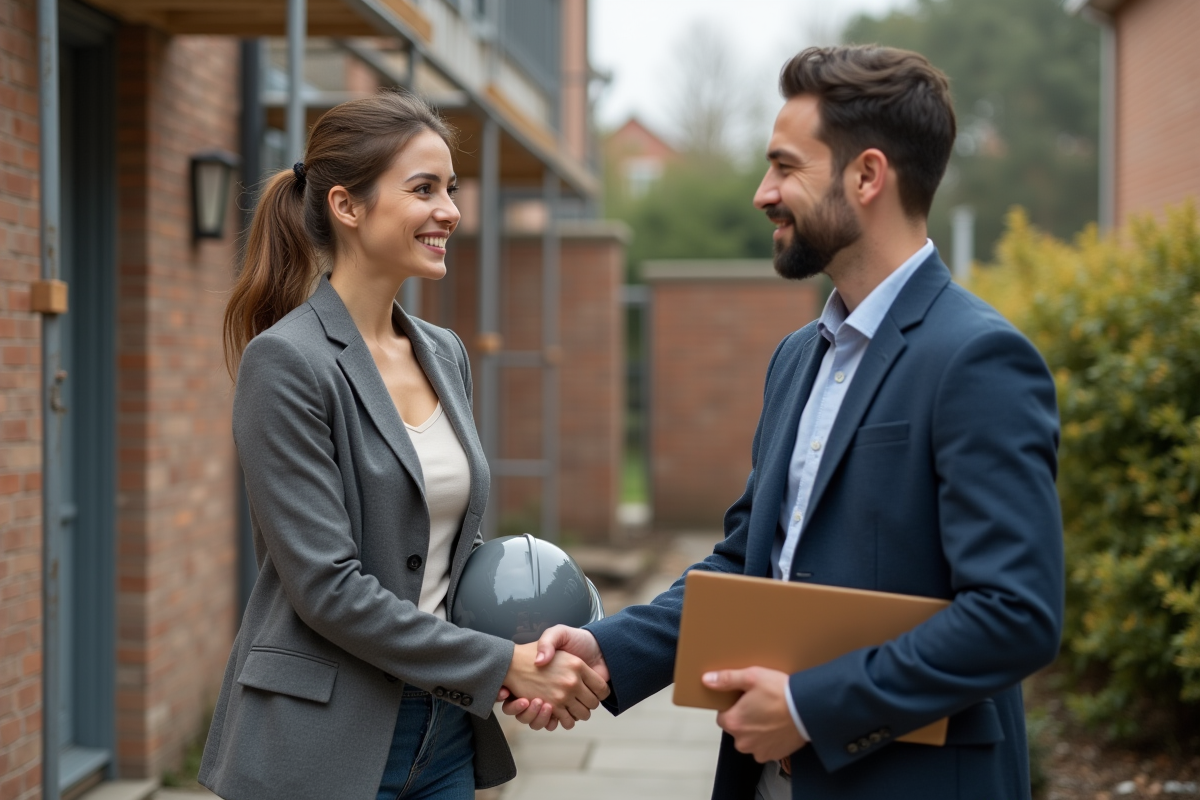 Jeune femme artisan serrant la main d