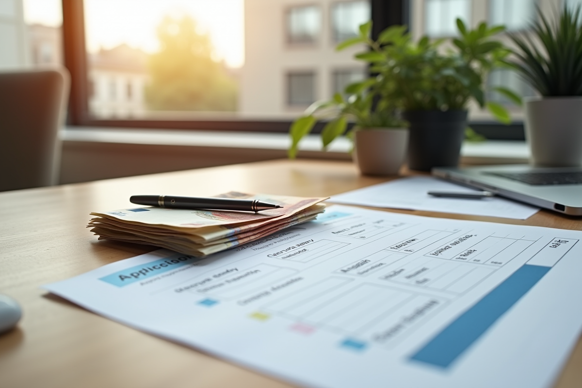 Billets euros et formulaire de demande de credit personnel