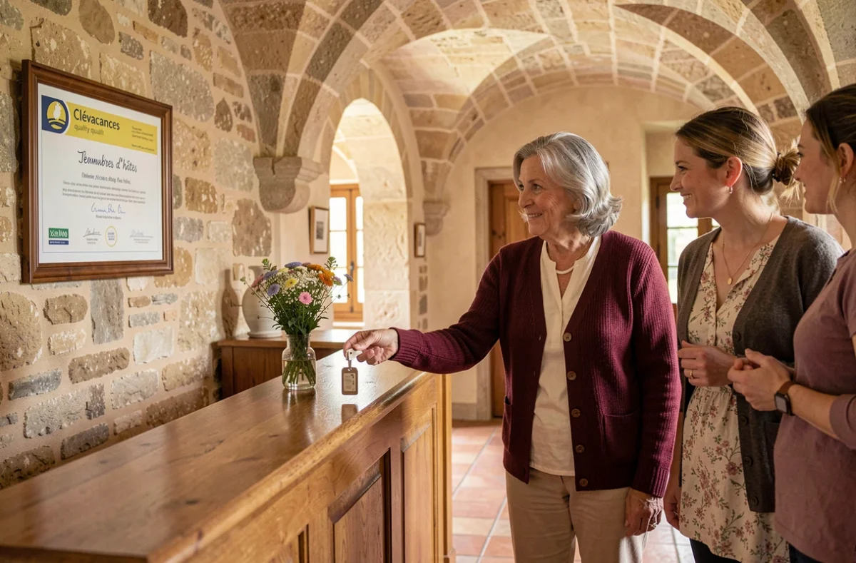 Propriétaire d'une chambre d'hôtes labellisée Clévacances Nouvelle-Aquitaine accueillant des voyageurs dans un manoir en pierre