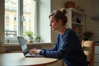 Femme utilisant le téléservice LOC annonce pour faire une demande de logement social à Paris