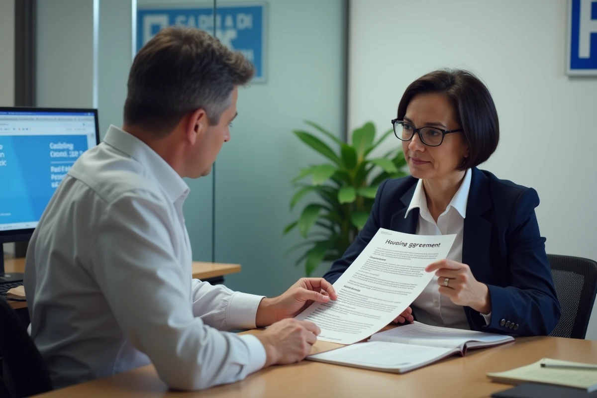 Entretien entre une locataire et un conseiller bailleur social pour l'examen d'un dossier de logement
