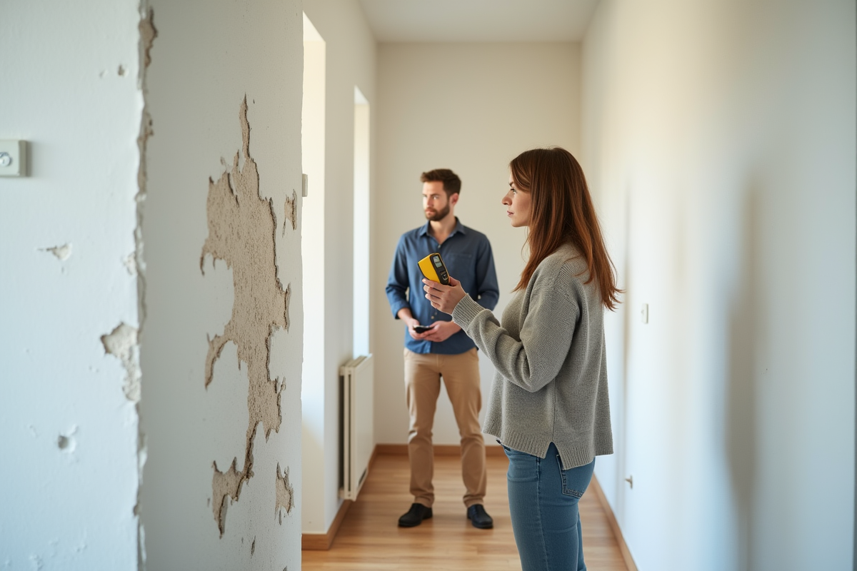 Jeune femme observe un professionnel mesurant l