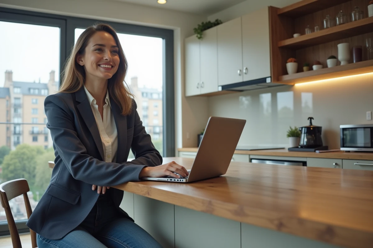 Jeune femme professionnelle dans une cuisine moderne