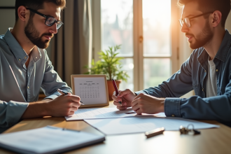 Locataire et propriétaire discutent du contrat de location