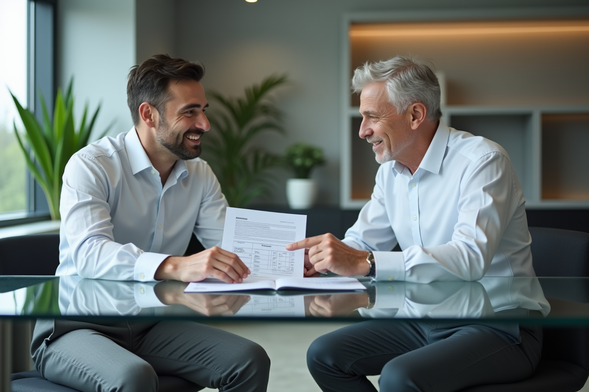Jeune homme rencontrant un conseiller bancaire en bureau