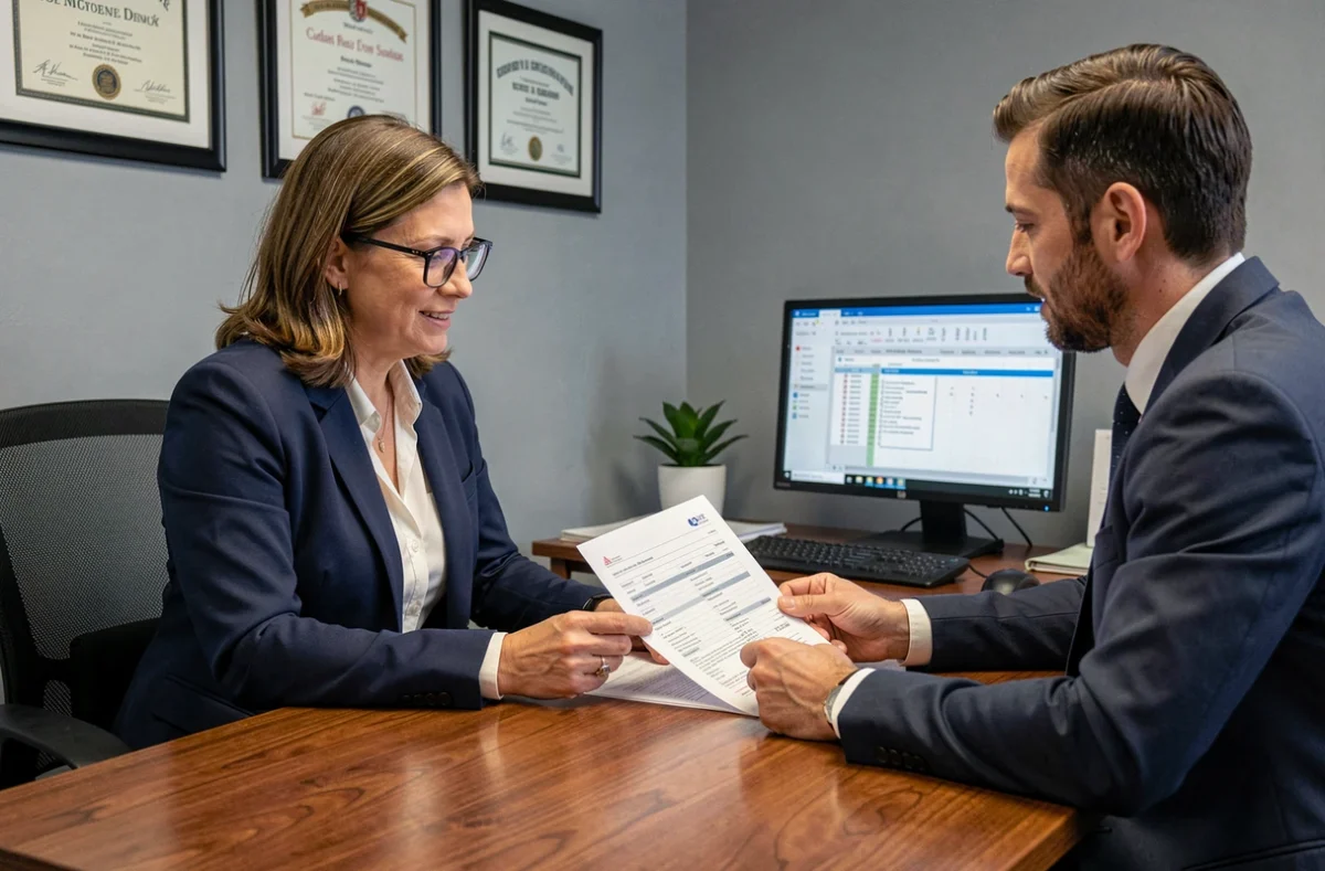 Femme en rendez-vous avec un conseiller bancaire pour obtenir un financement immobilier