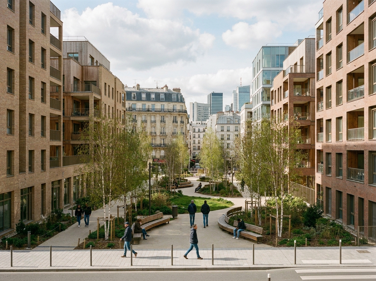 Résidence neuve avec espace vert et courtyard aménagé dans le quartier rénové de Bagneux en banlieue parisienne